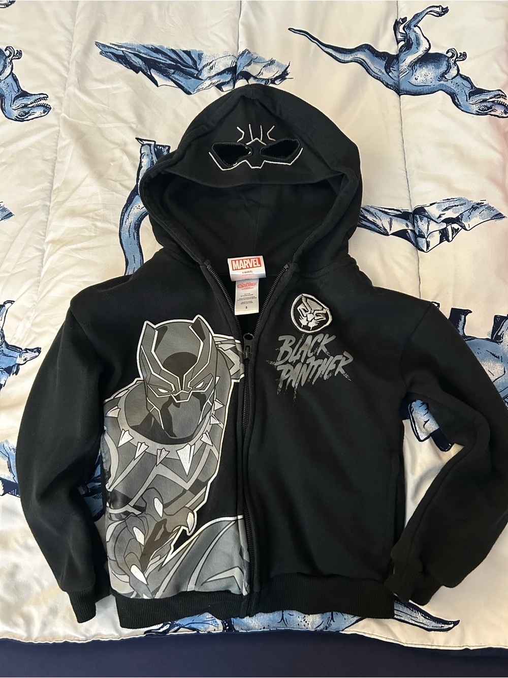 Marvel Black Panther Kids Hoodie - Black & Gray Graphic Zip-Up